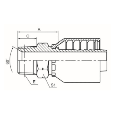 B MALE 60° CONE SEAL