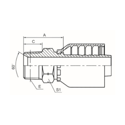 B MALE 60° CONE SEAL