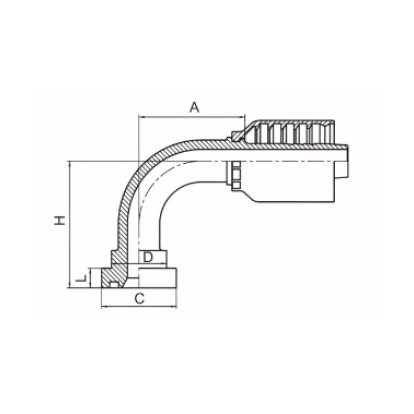 90°SAE 法兰3000PSI