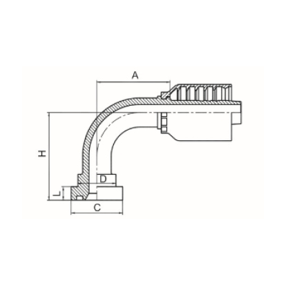 90°SAE 法兰3000PSI