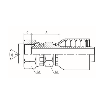 BSP FEMALE 60° CONE DOUBLE HEXAGON