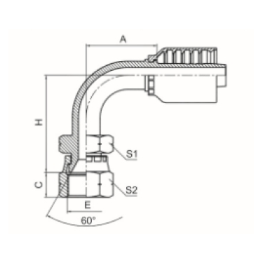 90° JIS GAS FEMALE 60° CONE JIS B8363