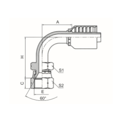 90° JIS GAS FEMALE 60° CONE JIS B8363