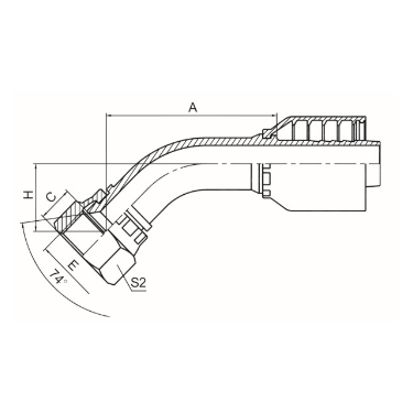 45° METRIC FEMALE 74° CONE REF.GB/T9065.1