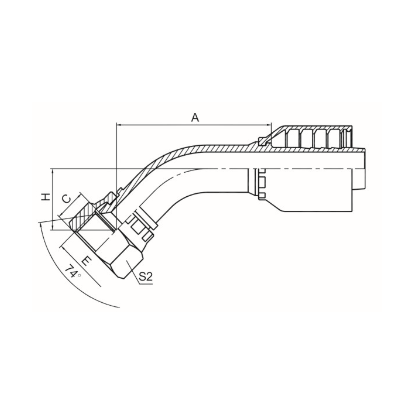 45° METRIC FEMALE 74° CONE REF.GB/T9065.1