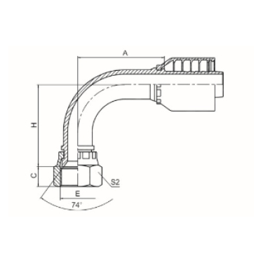 90° METRIC FEMALE 74° CONE REF.GB/T9065.1