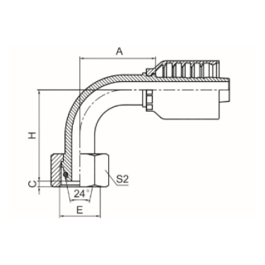 90° METRIC FEMALE 24° CONE O-RING L.T. ISO 12151-2 DIN 3865