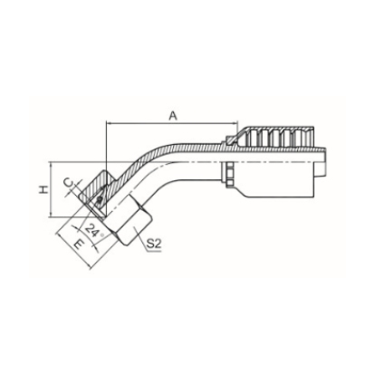 45° METRIC FEMALE 24° CONE O-RING H.T. ISO 12151-2 DIN 3865