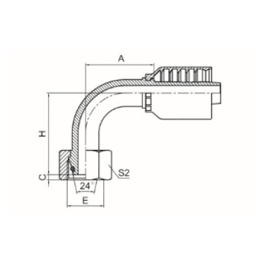 90° METRIC FEMALE 24° CONE O-RING L.T. ISO 12151-2 DIN 3865