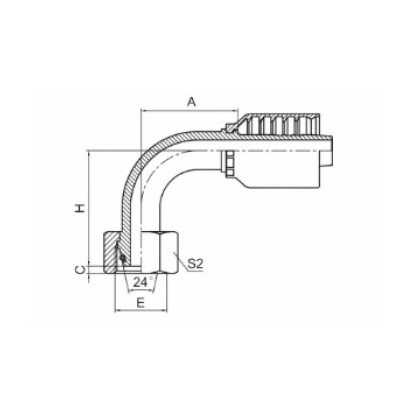 90° METRIC FEMALE 24° CONE O-RING L.T. ISO 12151-2 DIN 3865