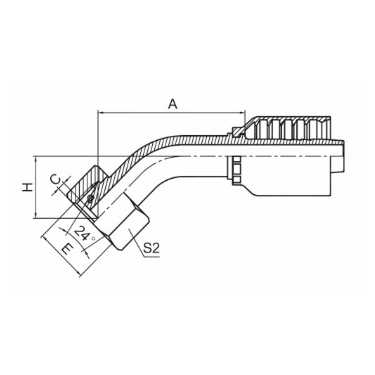 45° METRIC FEMALE 24° CONE O-RING L.T. ISO 12151-2 DIN 3865