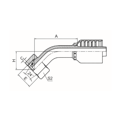 45° METRIC FEMALE 24° CONE O-RING L.T. ISO 12151-2 DIN 3865