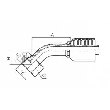 45° METRIC FEMALE FLAT REF GB/T 9065.3