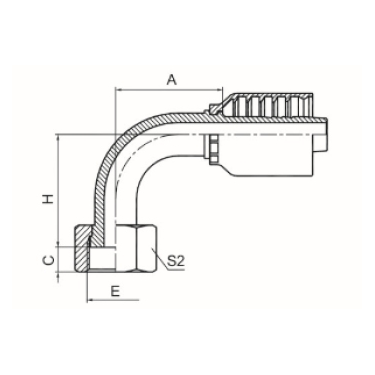 90° METRIC FEMALE FLAT REF GB/T 9065.3