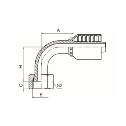 90° METRIC FEMALE FLAT REF GB/T 9065.3