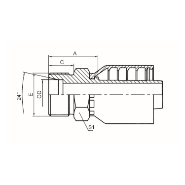 METRIC MALE FLAT 24° CONE L.T. DIN 3853