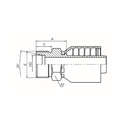 METRIC MALE FLAT 24° CONE L.T. DIN 3853