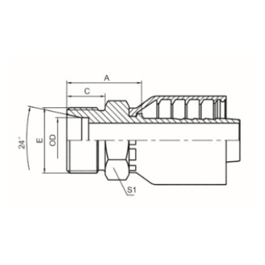 METRIC MALE FLAT 24° CONE L.T. DIN 3853