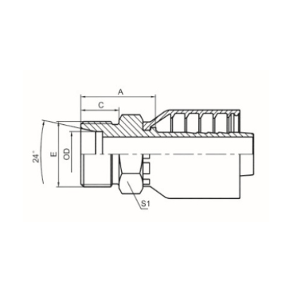 METRIC MALE FLAT 24° CONE L.T. DIN 3853