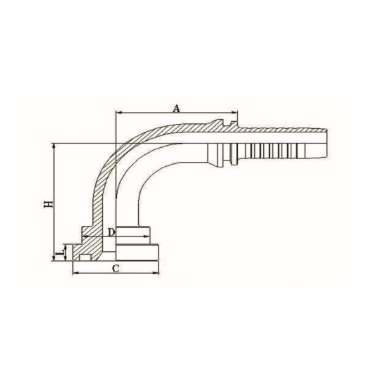 90° SAE 法兰 6000PSI ISO 12151-3-SAE J516